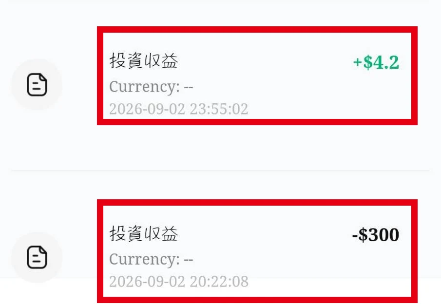 管理人が投稿した300ドルと日々4.2ドルの収益履歴