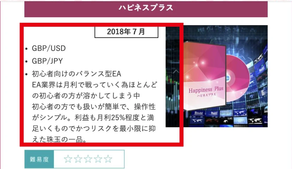 公式開発ページに掲載されたハピネスプラスの月利25%程度という説明