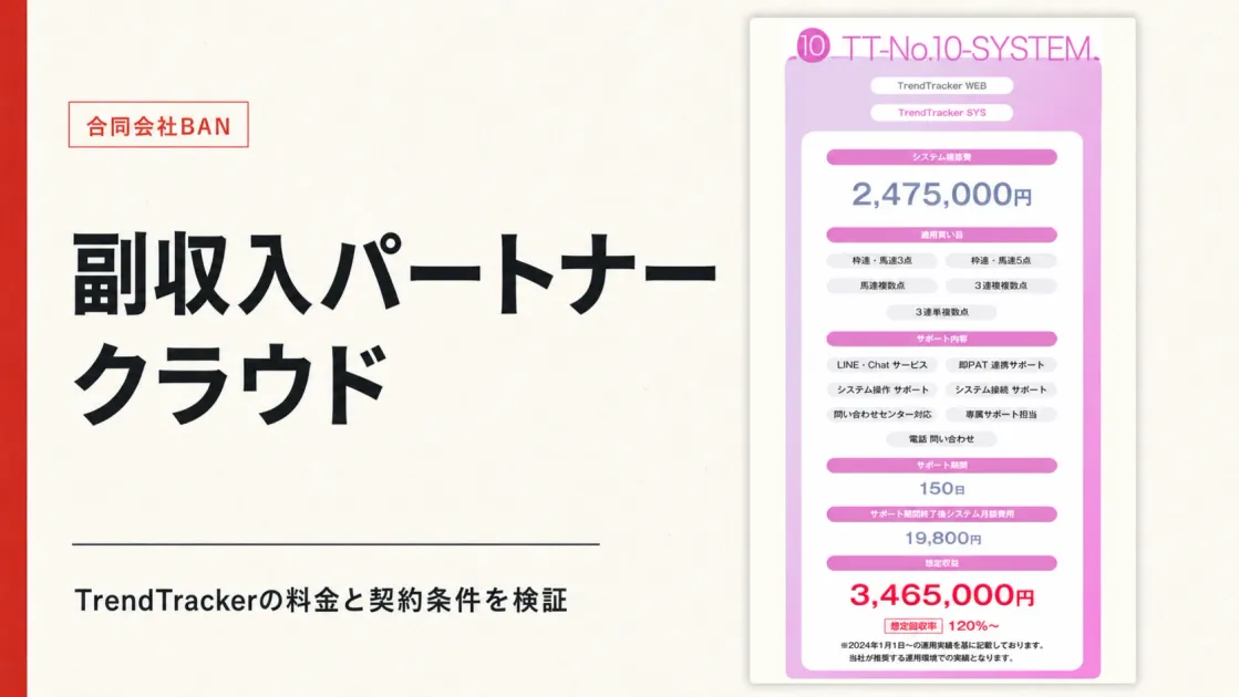 副収入パートナークラウドは怪しい？合同会社BANとTrendTrackerを調査