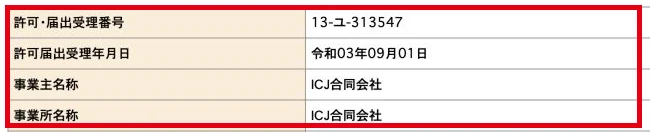 厚生労働省の人材サービス総合サイトにあるICJ合同会社と許可番号