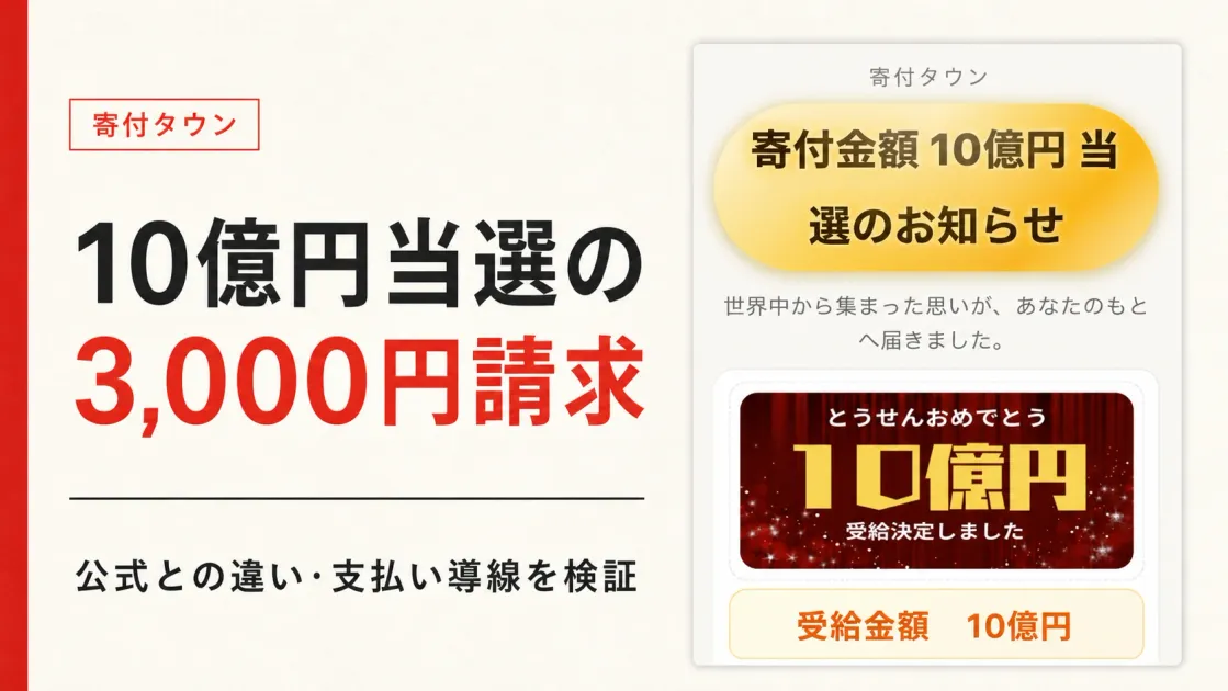 寄付タウンは詐欺？公式との違いと10億円当選・3,000円請求を調査