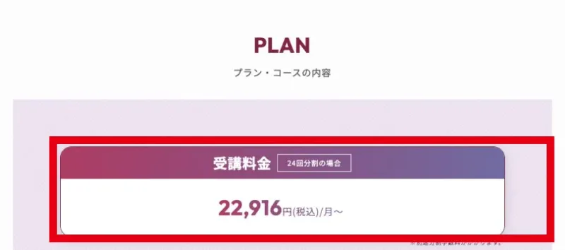 Real us公式サイトの月22,916円からの料金表示
