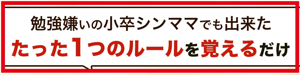 勉強嫌いの小卒シンママでもたった1つのルールを覚えるだけと掲げる案内ページ