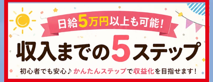 日給5万円以上も可能と表示するLINE内の案内画像