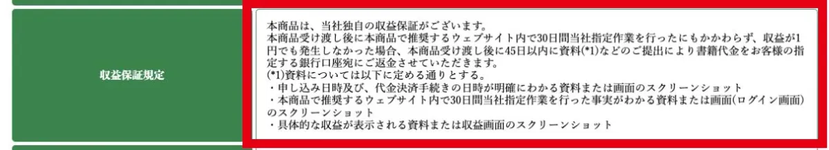 公式プラスの30日作業と45日以内の申請を求める収益保証