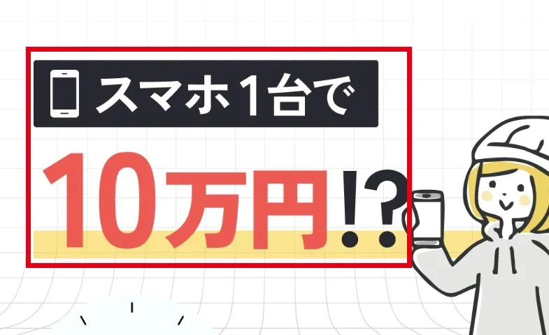 スマホ1台で10万円と案内する株式会社集の広告