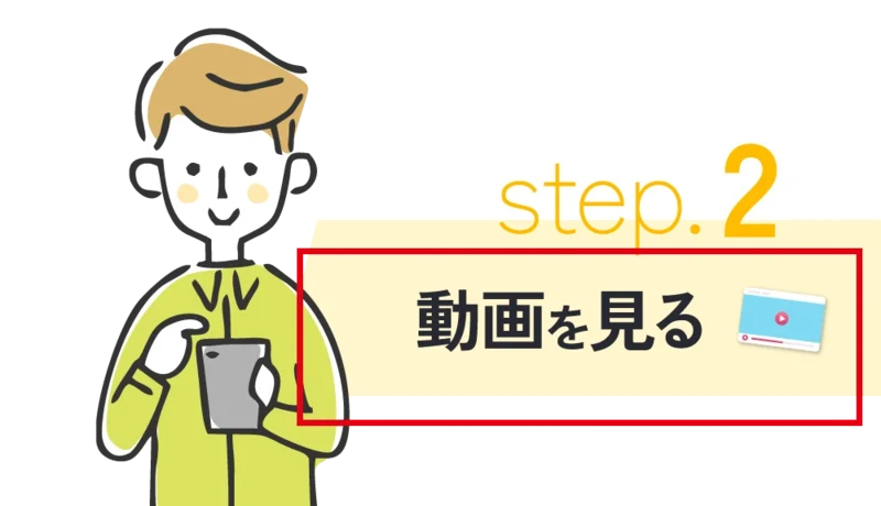動画を見る作業を案内する株式会社集の募集ページの説明
