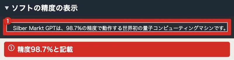 Silber Markt GPTは98.7%の精度で動作するとする広告文