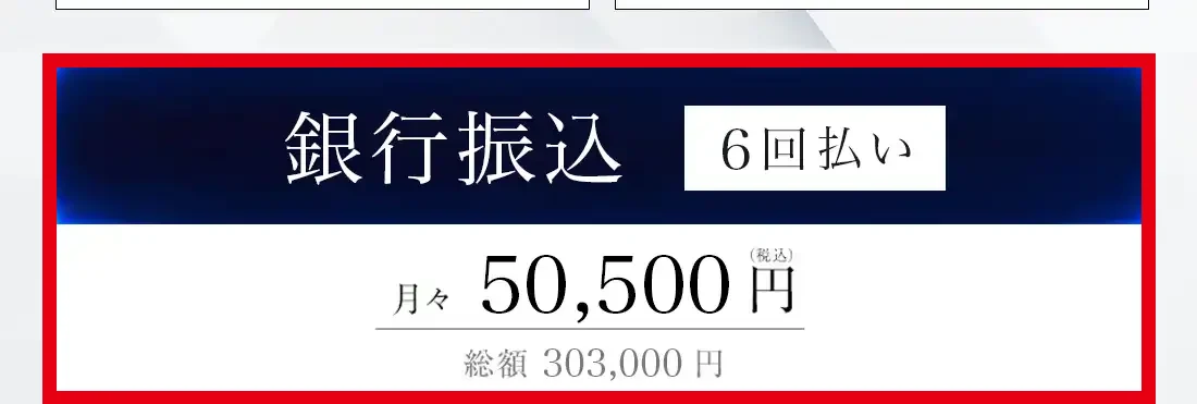 PLUTUS GATEの銀行振込6回払い総額30万3,000円