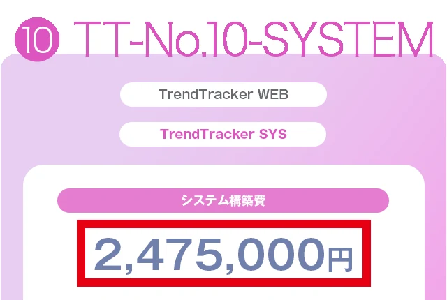 INFOセンターのTrendTracker No.10 SYSTEMが247万5,000円と表示された申込画面