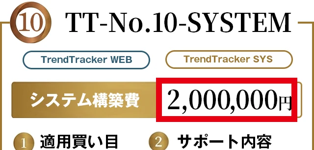 UniverseのTrendTracker No.10 SYSTEMが200万円と表示された申込画面