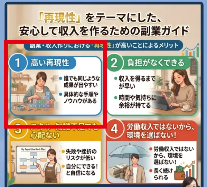 トライアルSTEPが高い再現性をメリットとして掲げるLINE画面