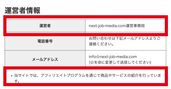 紹介サイトの運営事務局とアフィリエイトによる商品サービス紹介の記載