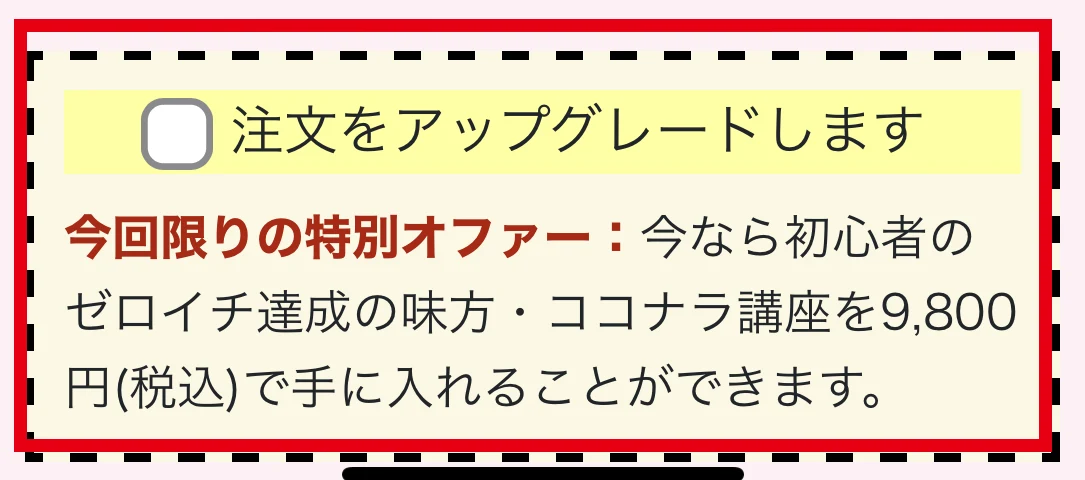 ココナラ講座9,800円の追加画面