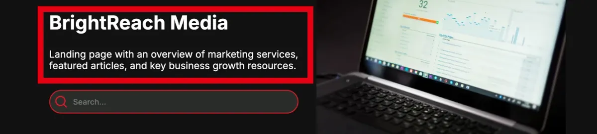 BrightReach Mediaというサイト名と、マーケティングサービスの紹介文が表示されたトップページ