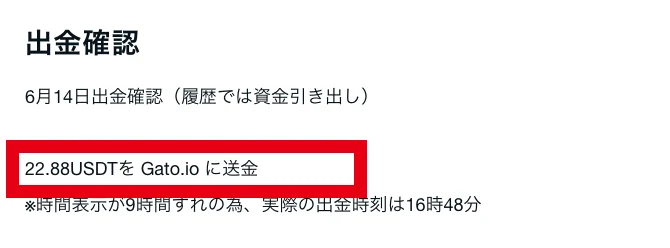 6月14日に22.88USDTを送金したと説明する第三者の投稿